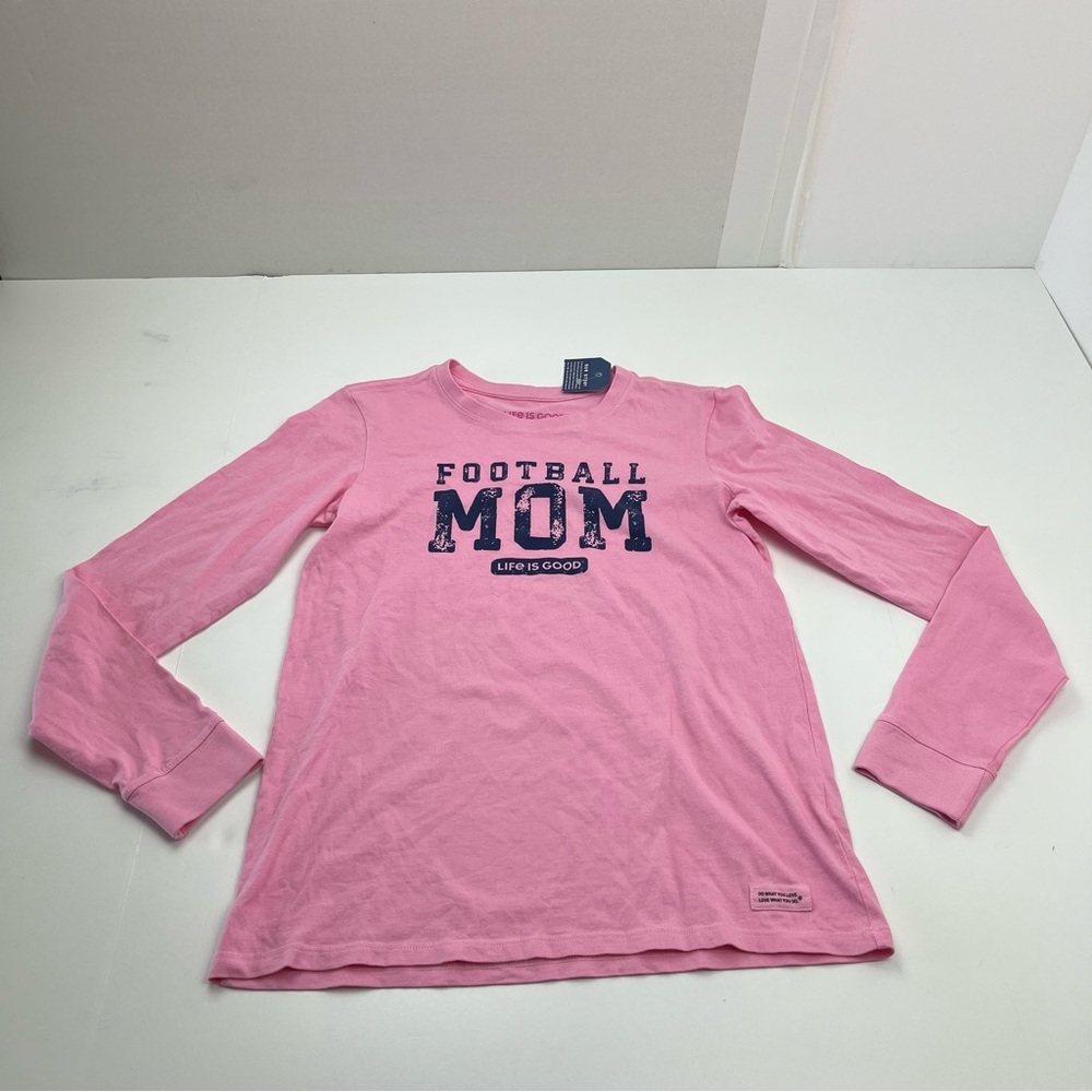 Life is Good‎ Football Mom Womens Size Small Pink Long Sleeve Crusher Shirt NEW